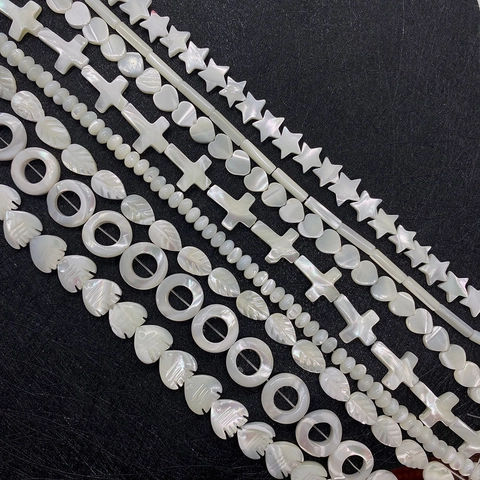 Perline di Conchiglia Naturale Madreperla Cangiante Perline Distanziatrici Forma Stella Cuore Lucido Perline di Conchiglia per Creazione Gioielli DIY