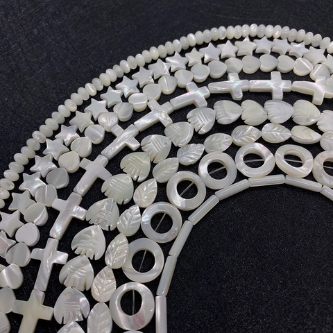 Perline di Conchiglia Naturale Madreperla Cangiante Perline Distanziatrici Forma Stella Cuore Lucido Perline di Conchiglia per Creazione Gioielli DIY