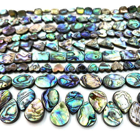Natural Abalone Shell Loose Beads Iridescent Multi Shape Polished Sea Shell Charms For DIY Jewelry Making Necklaces Bracelets Crafts