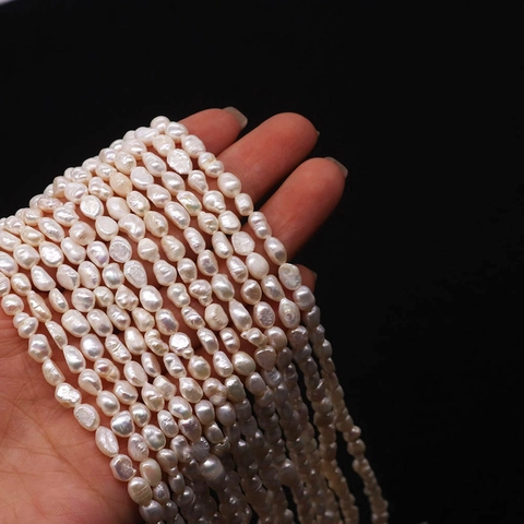 Natural Freshwater Pearl Beads DIY Necklace Bracelet High Luster Irregular White Loose Strand Jewelry Making Accessories Women