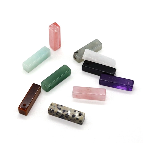 Natural Stone Rectangular Column Pendant Polished Crystal Quartz Semi-Finished Hanging Ornament For DIY Jewelry Making Findings