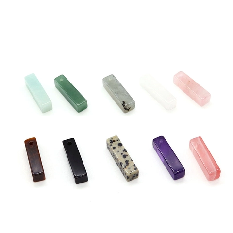 Natural Stone Rectangular Column Pendant Polished Crystal Quartz Semi-Finished Hanging Ornament For DIY Jewelry Making Findings