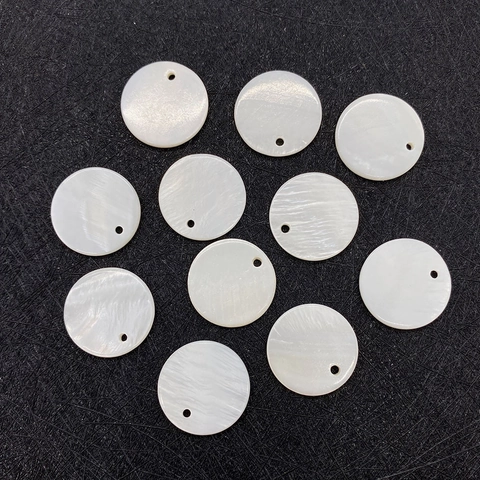 Natural Freshwater Mother Of Pearl Shell Round Disc Pendants White Polished Charms For DIY Jewelry Making Accessories