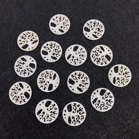 Natürlicher Süßwasser Muschel Lebensbaum Anhänger Kreisförmig Aushöhlung Weiß Muschel Charms Für DIY Halskette Schmuckherstellung