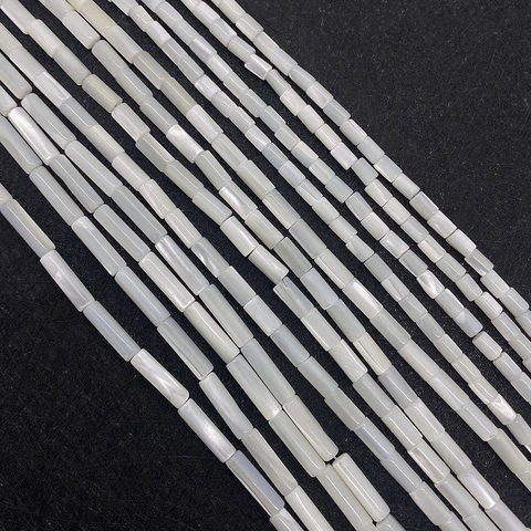 Natural White Mother Of Pearl Shell Cylinder Tube Loose Beads For DIY Jewelry Making Necklaces Bracelets Accessories Polished
