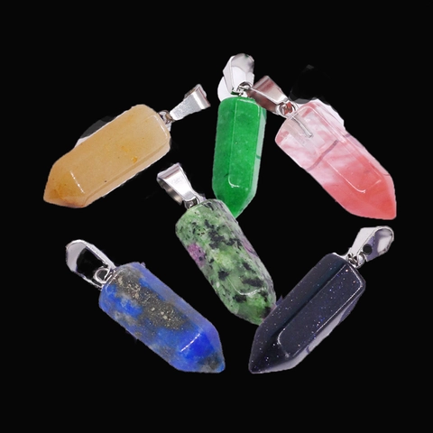 Polierter Naturstein Anhänger Sechseckige Säule Für DIY Halsketten Herstellung Kristall Heilstein Schmuck Charme Zubehör