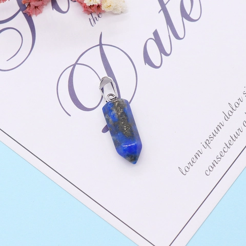 Polierter Naturstein Anhänger Sechseckige Säule Für DIY Halsketten Herstellung Kristall Heilstein Schmuck Charme Zubehör