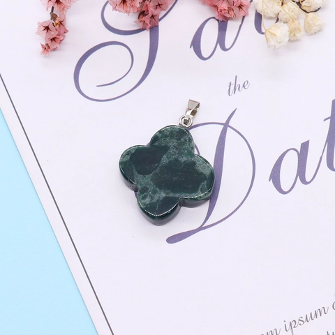 Natuursteen Klaver Bloem Hanger Alleen Zonder Ketting Voor DIY Sieraden Maken Agaat Tijgeroog Kwarts Charme Cadeaus Vrouwen