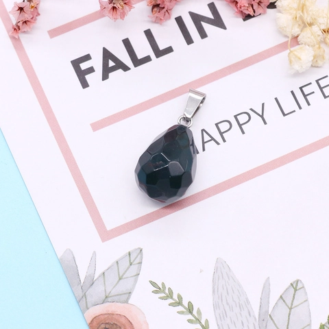 Natural Stone Faceted Teardrop Pendant Onyx Turquoise Rose Quartz Gemstone Charm For DIY Necklace Jewelry Making For Women