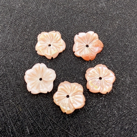 Natural Pink Mother Of Pearl Shell Flower Shaped Loose Beads Polished Floral Spacers For DIY Jewelry Making Handmade Crafts