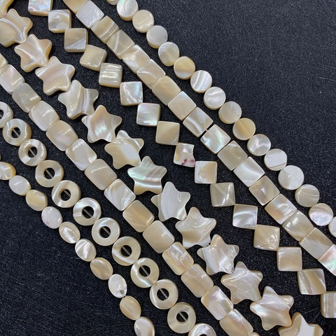 Natural Seawater Shell Beads Polished Punched Star Heart Geometric Shape DIY Jewelry Making Loose Beads Mother Of Pearl Accessories