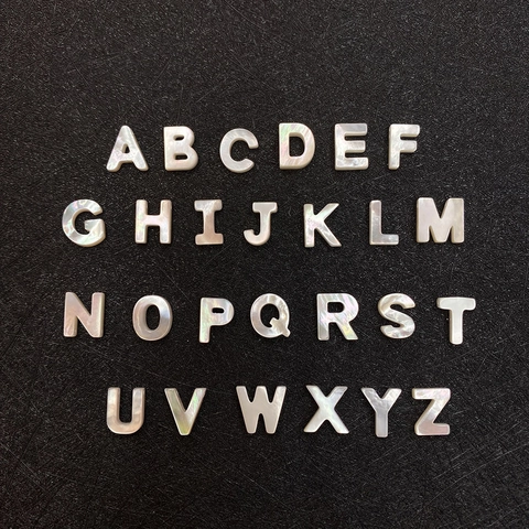 Natural White Shell Alphabet Beads 26 Letters 12mm Iridescent Polished Shell Beads For DIY Jewelry Making Accessories