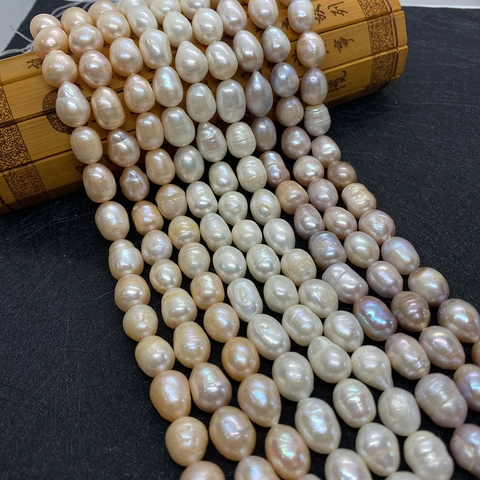 Natural Freshwater Pearl Beads Rice Shaped Baroque Loose Pearl Strand For DIY Jewelry Making Necklaces Bracelets Earring Components Women Gift