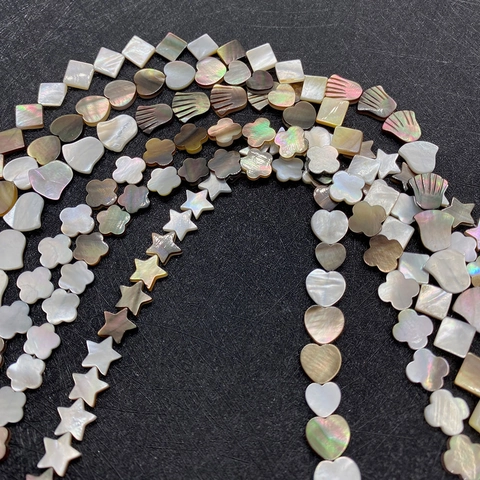 Perline di Conchiglia di Madreperla Naturale Stella Cuore Fiore Geometrico Perline Sciolte per Creazione Gioielli Fai da Te Collana Bracciale Accessorio Donna