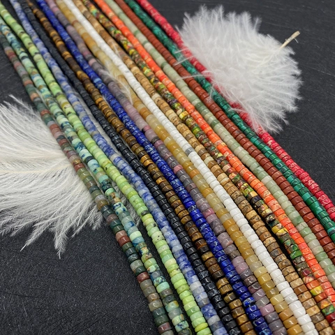 Natural Stone Heishi Beads Polished Flat Round Loose Disc Beads For Handmade Jewelry Making Necklace Bracelet Supplies Multicolored