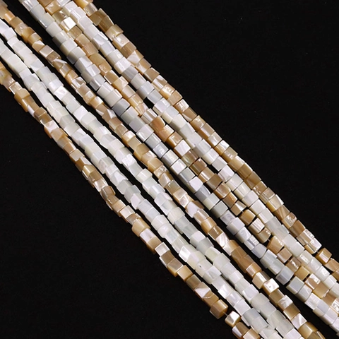 Perles Carrées en Coquille de Troca Naturelle Forme de Cube Perles en Vrac pour Fabrication de Colliers et Bracelets DIY