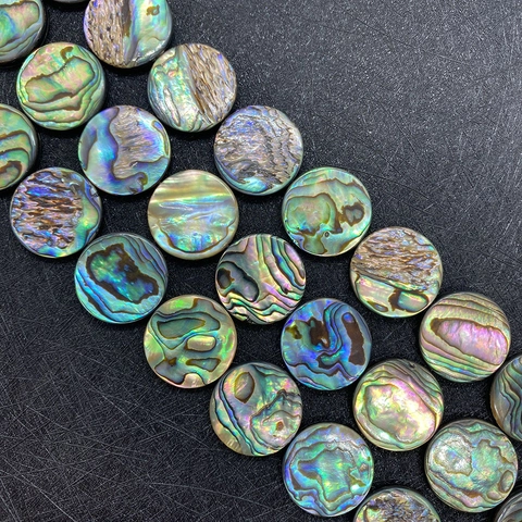 Natural Iridescent Abalone Shell Beads Polished Disc Shape Flat Round Shell Pieces For DIY Jewelry Making Accessories