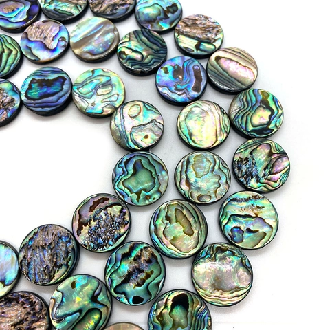 Natural Abalone Shell Round Flat Loose Beads For DIY Jewelry Making Necklace Bracelet Fashion Handicraft Accessories