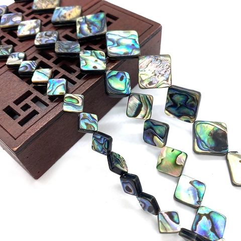 Natural Abalone Shell Beads Iridescent Square Rhombus Loose Beads For DIY Necklace Bracelet Jewelry Making Handmade Shell Piece Accessory