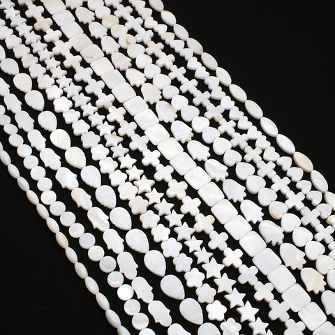 Natural White Mother Of Artificial Pearl Shell Beads Assorted Shapes For DIY Jewelry Making Necklace Bracelet Handmade Accessory