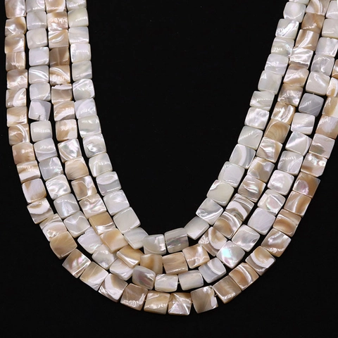 Natural Sea Shell Square Loose Beads Mother Of Pearl Flat Square Spacer Beads Strand For DIY Jewelry Making Necklace Accessories