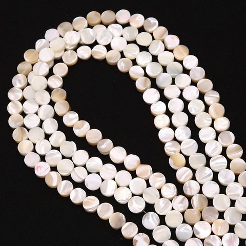 Natural Seawater Shell Loose Beads Round Disc Shape Baroque Style Mother Of Pearl Spacer Beads For DIY Jewelry Making Necklaces