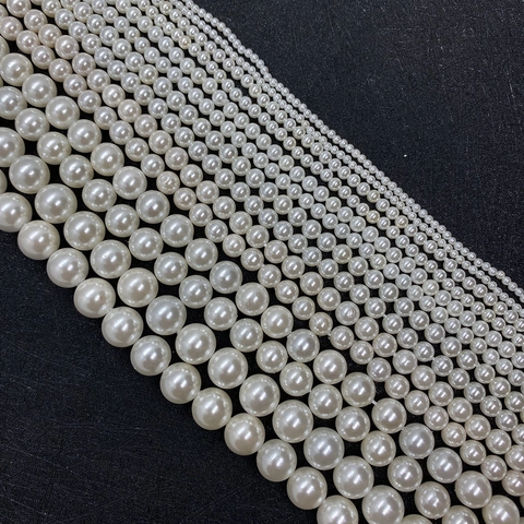 Round White Glass Artificial Pearl Loose Beads Faux Shell Artificial Pearl Lacquered Beads For DIY Necklace Bracelet Jewelry Making Accessories