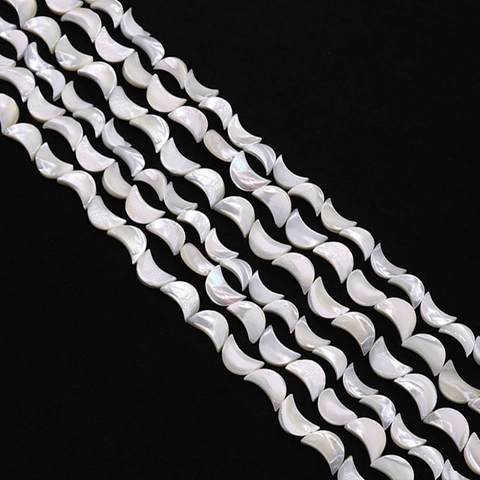 Natürliche Meeresschnecke Halbmond Lose Perlen Irisierende Weiße Perlmuttperlen Für Die Schmuckherstellung DIY Armband Halskette