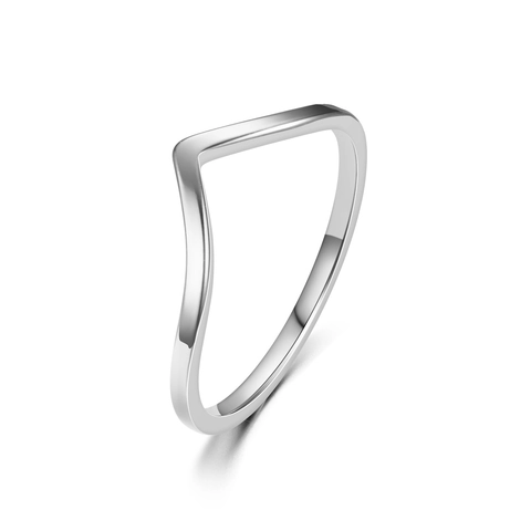 Anello in Acciaio Inossidabile Minimalista Cuore a V per Donna Moda Motivo a Onde Anello Impilabile Oro Argento Oro Rosa Nero Gioielli