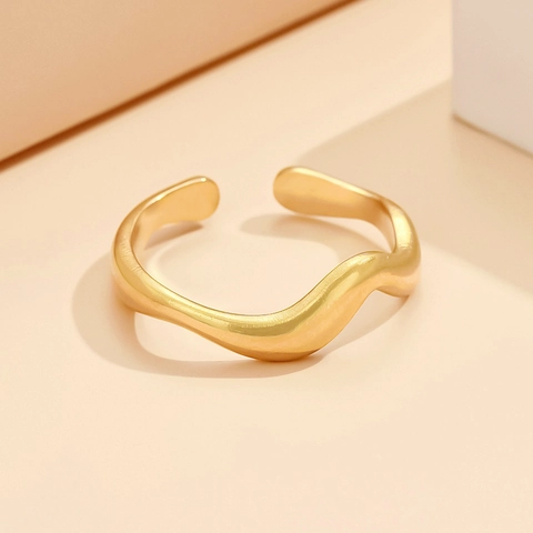 Bagues Ouvertes Ondulées En Acier Inoxydable Minimalistes Bijoux Géométriques Réglables Pour Femmes Hommes