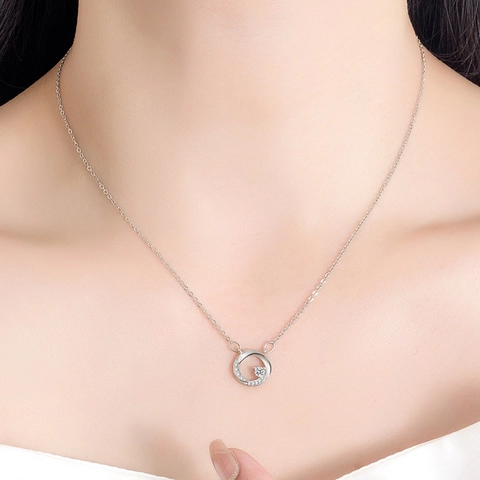 Möbiusschleife Gedrehte Kreis Zirkonia Anhänger Halskette Für Damen Roségold Silber Vergoldet Kupfer Schlüsselbeinkette Schmuck