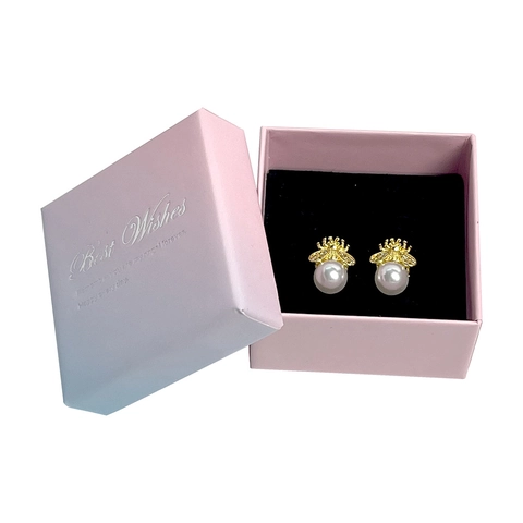 Boîte Cadeau Bijoux en Papier Carrée Dégradé Rose Bleu Avec Best Wishes Pour Bague Boucles d'Oreilles Collier Boîte d'Emballage