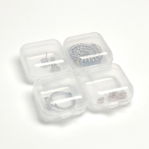 Boîte à Bijoux Minimaliste en Plastique Transparent Pour Boucles d'Oreilles Bagues Mini Boîte de Rangement Portable Carrée