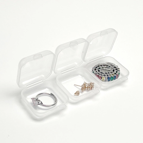 Boîte à Bijoux Minimaliste en Plastique Transparent Pour Boucles d'Oreilles Bagues Mini Boîte de Rangement Portable Carrée
