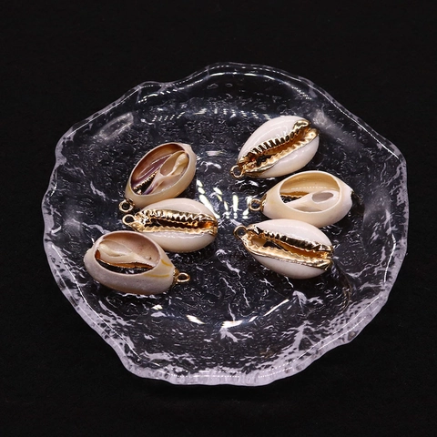 Natuurlijke Zeeschelp Conch Schelp Hanger Met Vergulde Gouden Rand DIY Sieraden Ketting Accessoires Handgemaakte Knutselvondsten