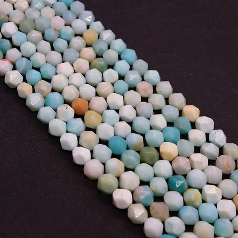Cuentas de Piedra Natural Amazonita Facetadas Redondas Cuentas Sueltas Para Hacer Joyas DIY Collar Pulsera Accesorios