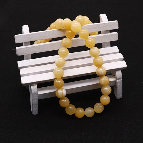 Perles Rondes en Pierre Naturelle Polies Topaze Crème Jade Perles en Vrac Pour DIY Collier Bracelet Bijoux Accessoires