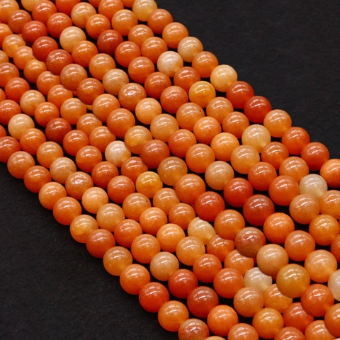 Polierte Naturstein Orangerot Rundperlen Kugelförmige Lose Perlen Für DIY Schmuckherstellung Halsketten Armbänder Zubehör