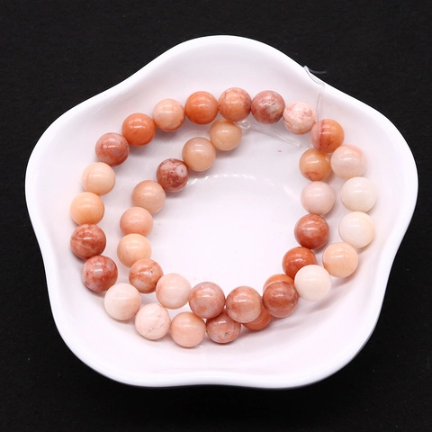 Perline Sciolte Tonde in Avventurina Rosa Scuro Naturale Pietra Lucida per Creazione Gioielli DIY Collana Bracciale Donna Uomo