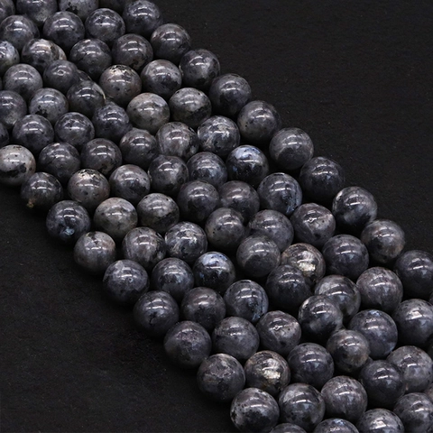 Natural Stone Round Loose Beads Polished Gray Black Flash Stone Labradorite For DIY Jewelry Making Bracelet Necklace Findings