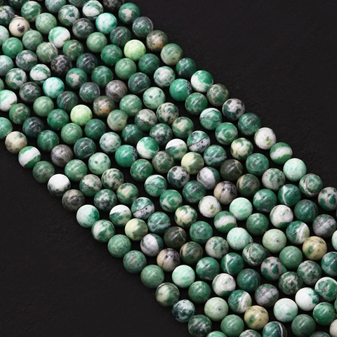 Natural Qinghai Jade Stone Round Loose Beads Polished Green White Stone Beads For DIY Jewelry Making Necklaces Bracelets