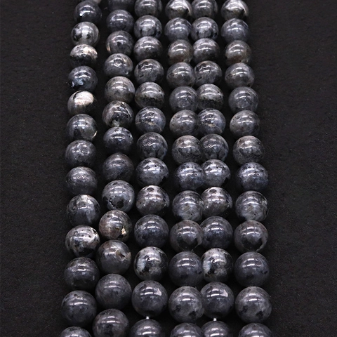 Natural Stone Round Loose Beads Polished Gray Black Flash Stone Labradorite For DIY Jewelry Making Bracelet Necklace Findings