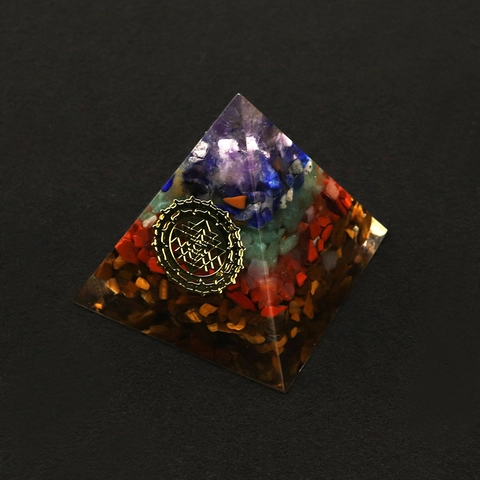 Orgon Energie Pyramide Generator Naturstein Chips Harz Pyramide Sri Yantra Heilige Geometrie Schreibtisch Ornament Spirituelle Meditation Dekor