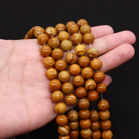 Natural Wood Grain Picture Jasper Stone Round Beads For DIY Jewelry Making Necklaces Bracelets Handmade Craft Accessories