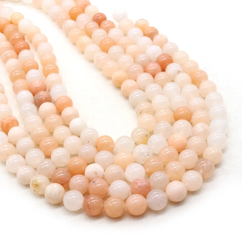 Natural Stone Round Beads Polished Aventurine Loose Beads For DIY Jewelry Making Necklaces Bracelets Accessories Pink Orange