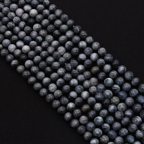 Natural Stone Labradorite Round Loose Beads Dark Gray Polished Straight Hole Spacer Beads For DIY Jewelry Making