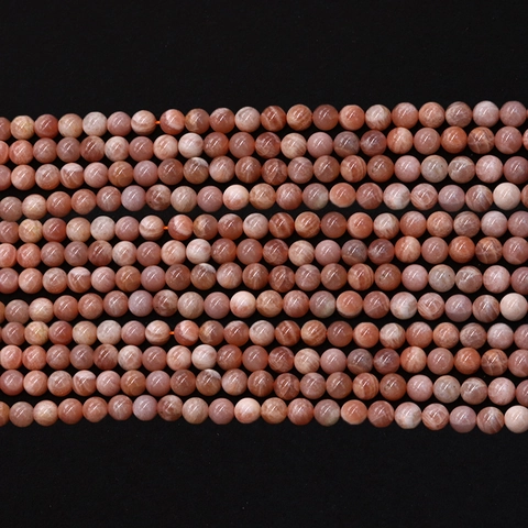 Natural Orange Sunstone Peach Moonstone Round Beads Polished Straight Hole Loose Beads For DIY Jewelry Making Accessories