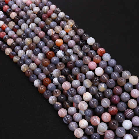 Natural Persian Agate Round Beads Mixed Color Polished Striped Stone Spacer Beads For DIY Jewelry Making Accessories