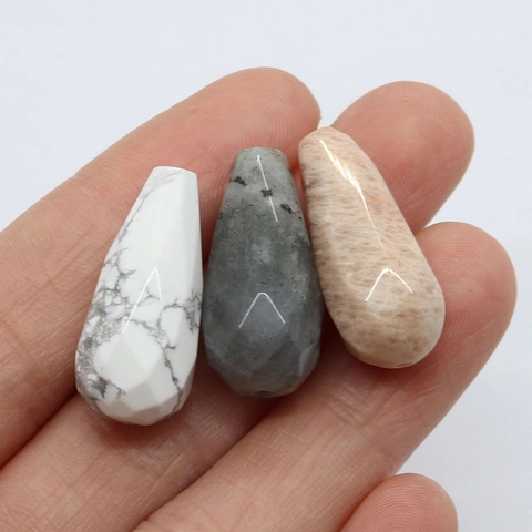 Natural Stone Teardrop Pendants Faceted Water Drop Beads For DIY Necklace Bracelet Jewelry Making Supplies For Men Women