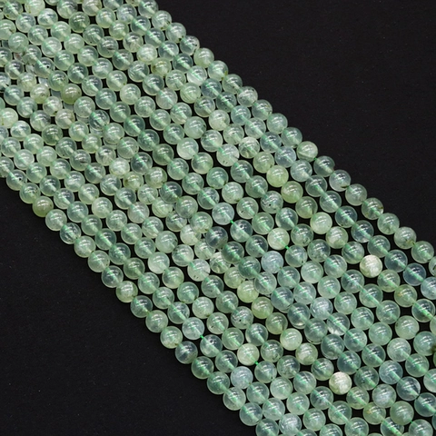Natural Prehnite Round Loose Beads For Jewelry Making DIY Necklace Bracelet Accessories Light Green Polished Stone Beads